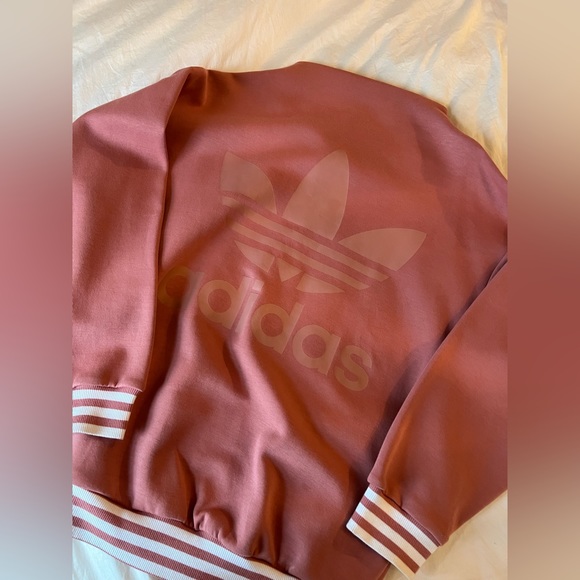 adidas Originals Tops - adidas Originals adicolor High Neck Pink Sweatshirt
With Three Stripe Trim